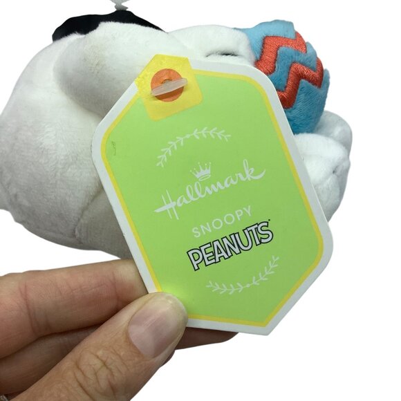 Hallmark Snoopy Peanuts Plush Easter Figure Blue Bunny Ears & Egg 2021 NWT - Picture 3 of 8